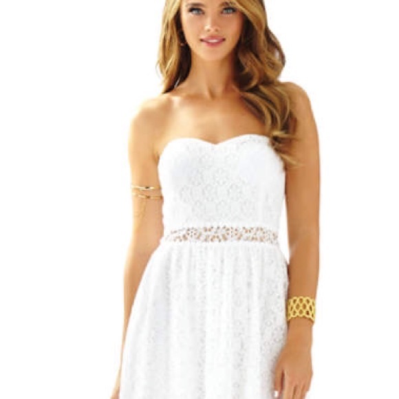 NWOT Lilly Pulitzer Brett Strapless White Lace Dress S. Super cute!