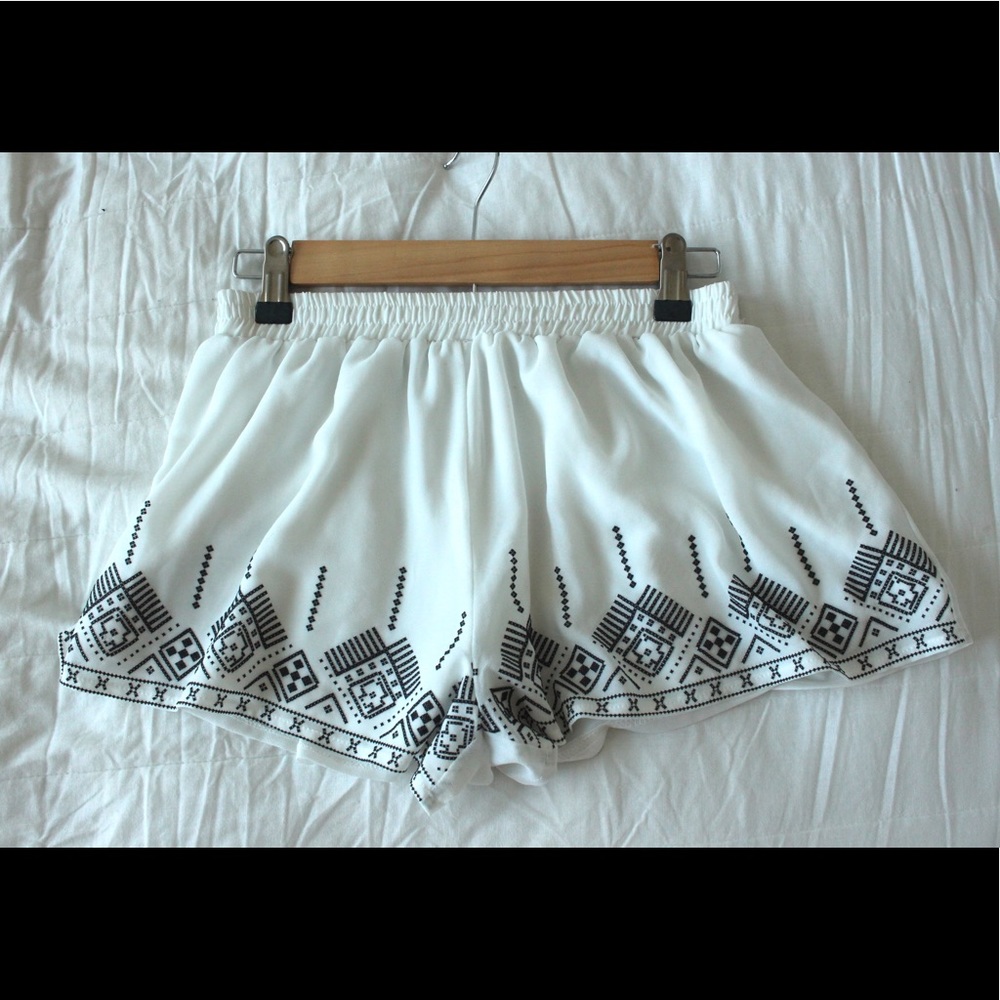 White embroidered shorts