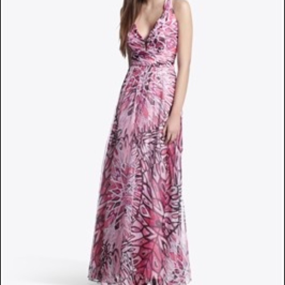 WHBM pink kaleidoscope chiffon maxi dress