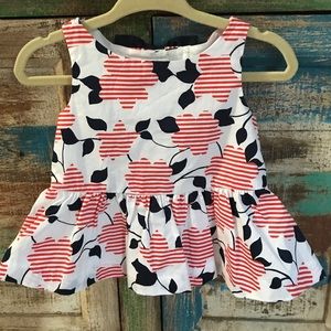 Red, white, and blue floral top