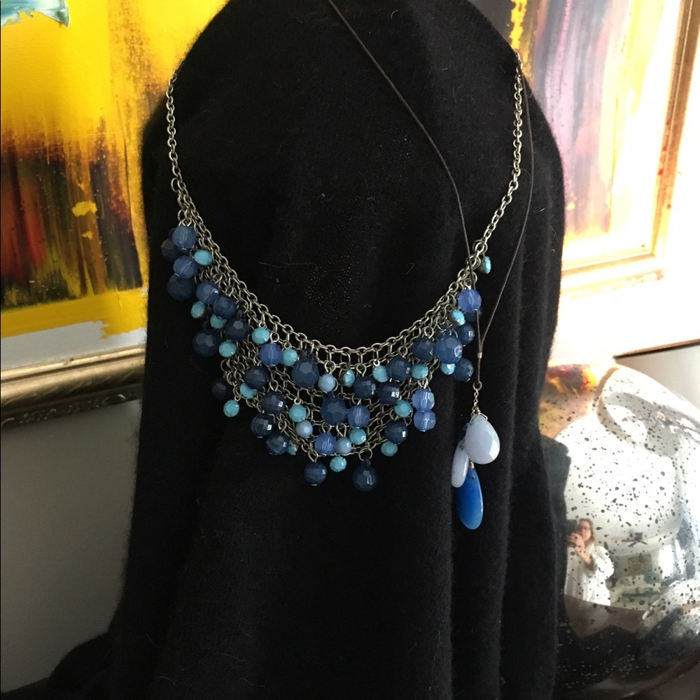 Set of two blue stone necklaces