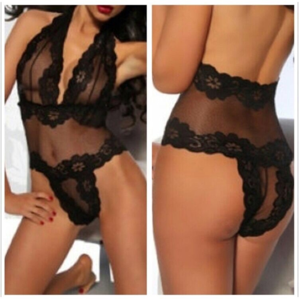 NEW Sexy Black Stretch Lace Teddy.