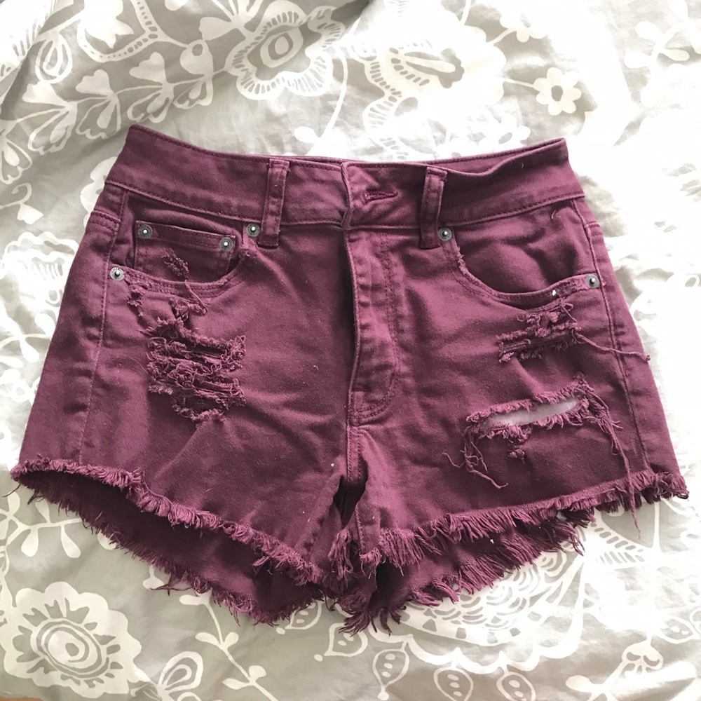 Maroon American Eagle jean shorts