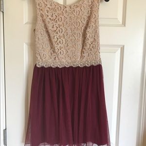 Beautiful burgundy and tan dress