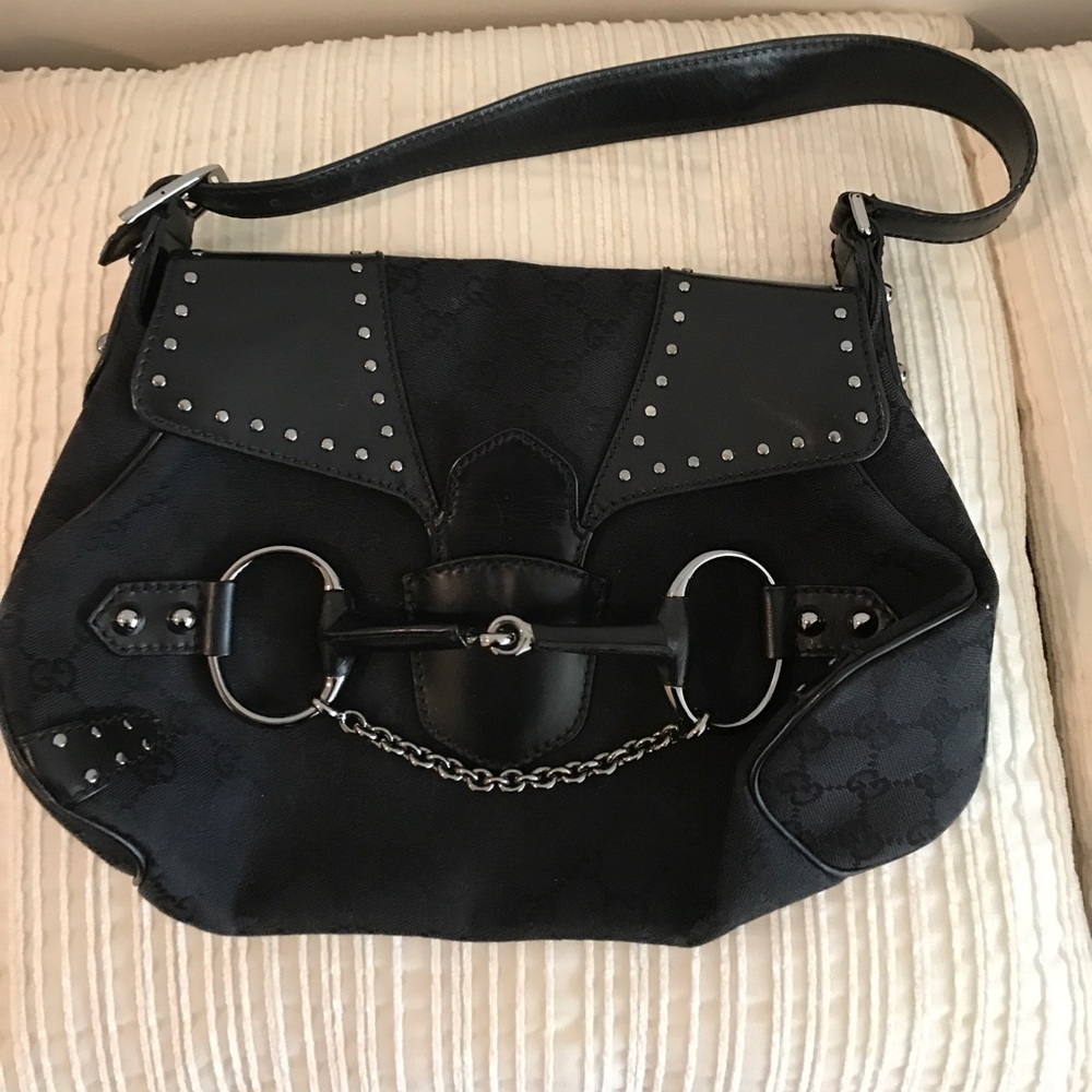 Gucci Black Shoulder Bag with Silver Hardware