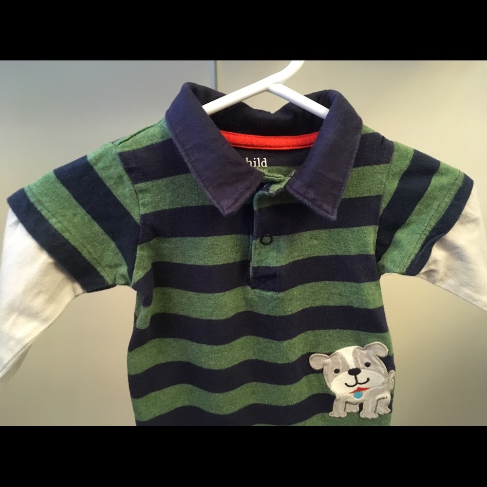 Boys blue/green striped romper