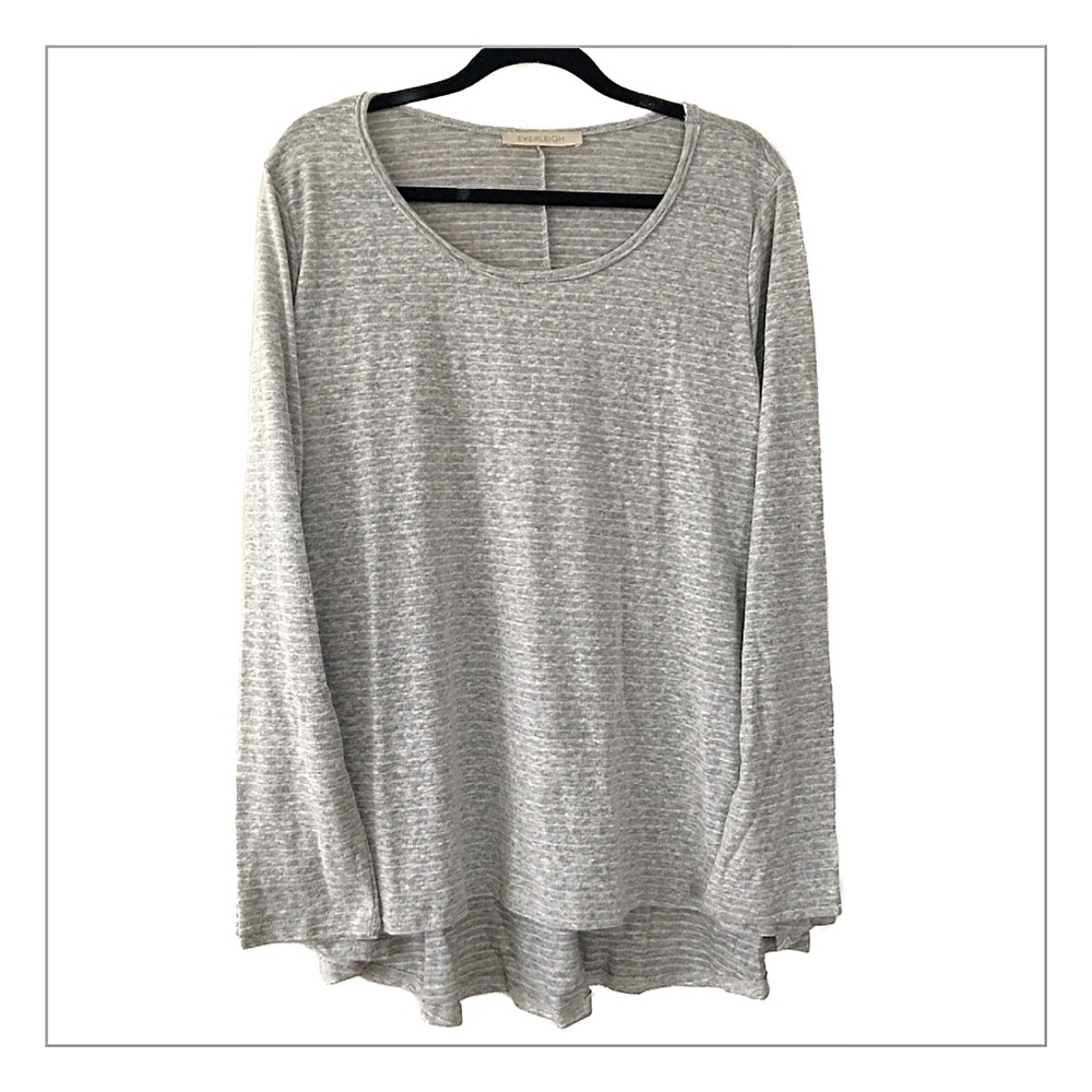 Everleigh Gray Striped Hi-Lo Tee