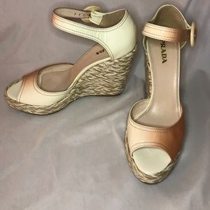 Peach-White Ombre Prada Espadrille Heels Size 39/9