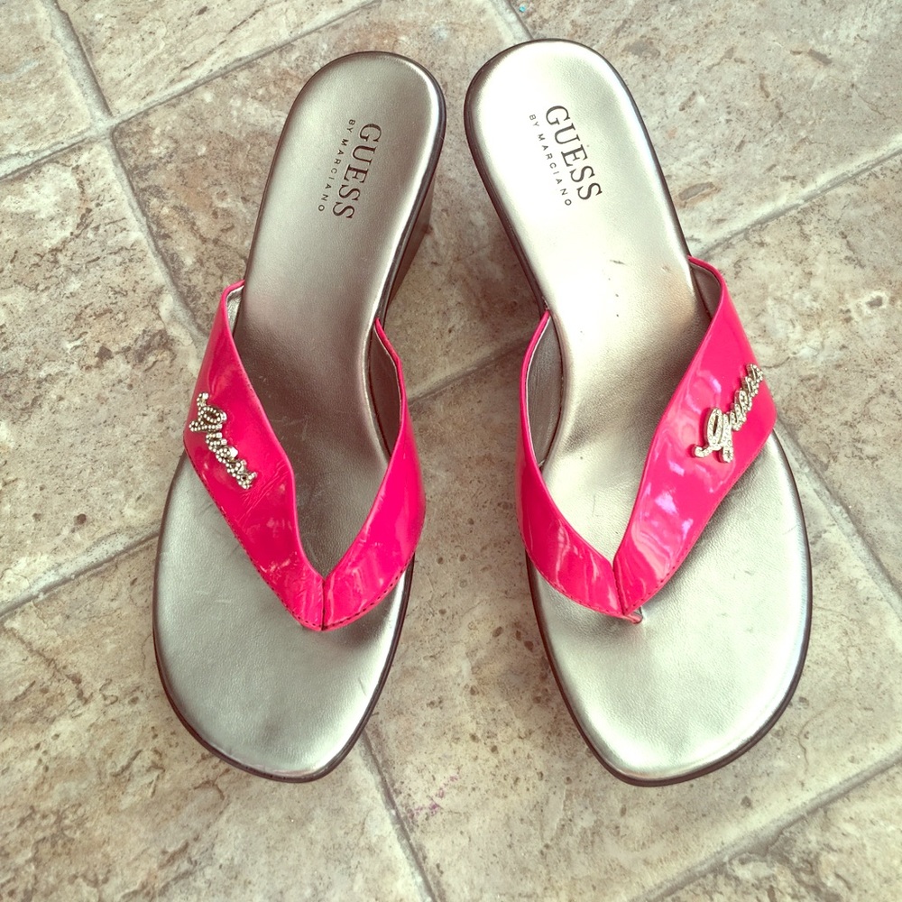 Guess Pink Wedge Sandals