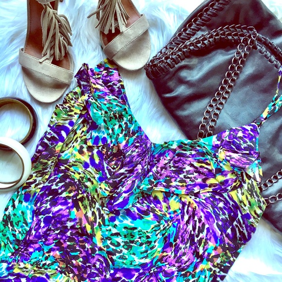 lightweight watercolor print dress - Picture 1 of 5