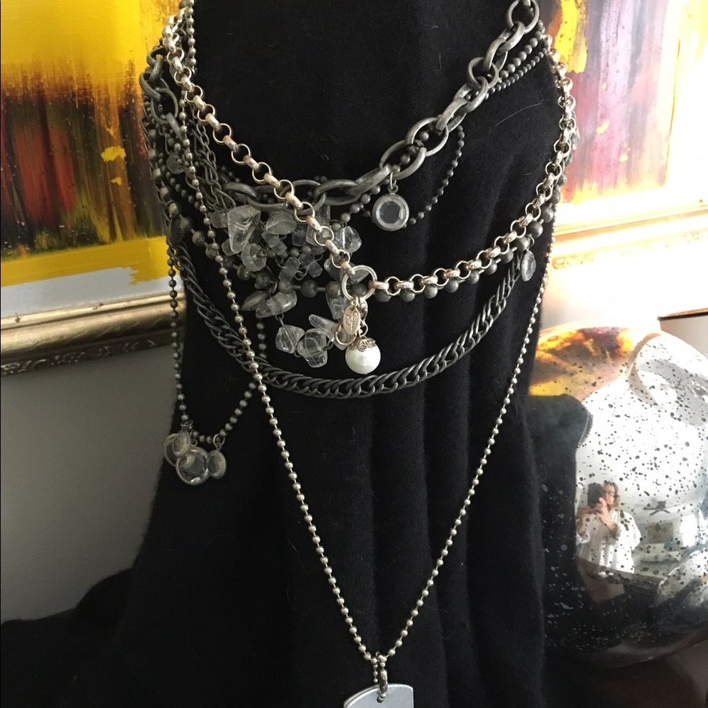 Set of 3 silver necklaces