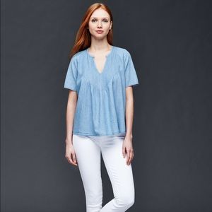 Denim Pintuck Blouse