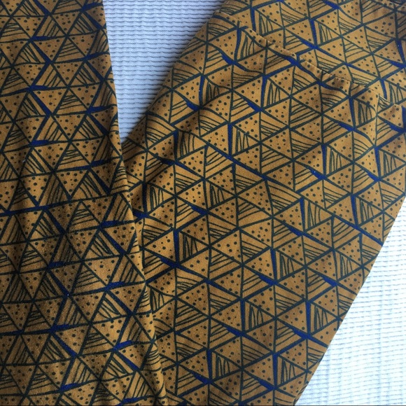 Lularoe leggings mustard & navy geo design OS - Picture 2 of 2