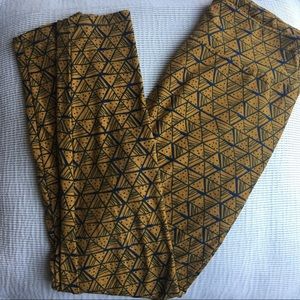 Lularoe leggings mustard & navy geo design OS