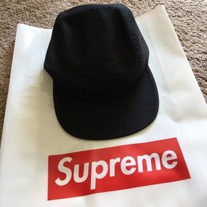 Supreme Black Jacquard Logo Camp Cap SS17