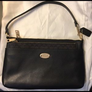 Coach Large Black Leather Wristlet Evening Bag
