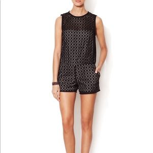 Maje black eyelet cotton romper