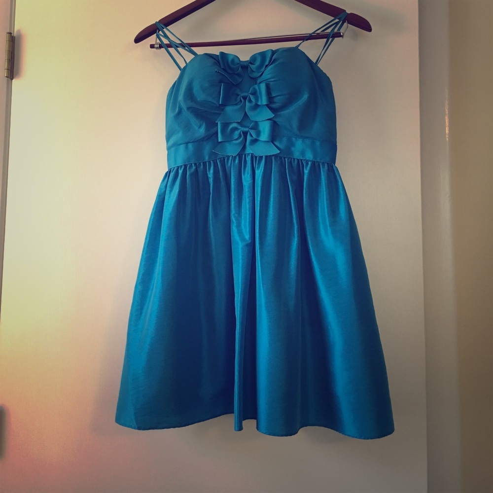 Strapless aqua dress!