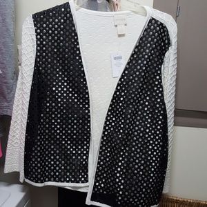 Open cront cardigan with faux leather  front