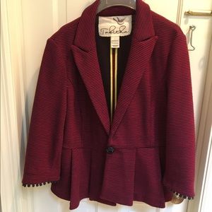 Tabitha Peplum red and navy jacket 3/4 sleeve