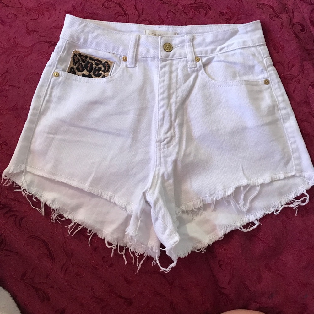 White jean shorts