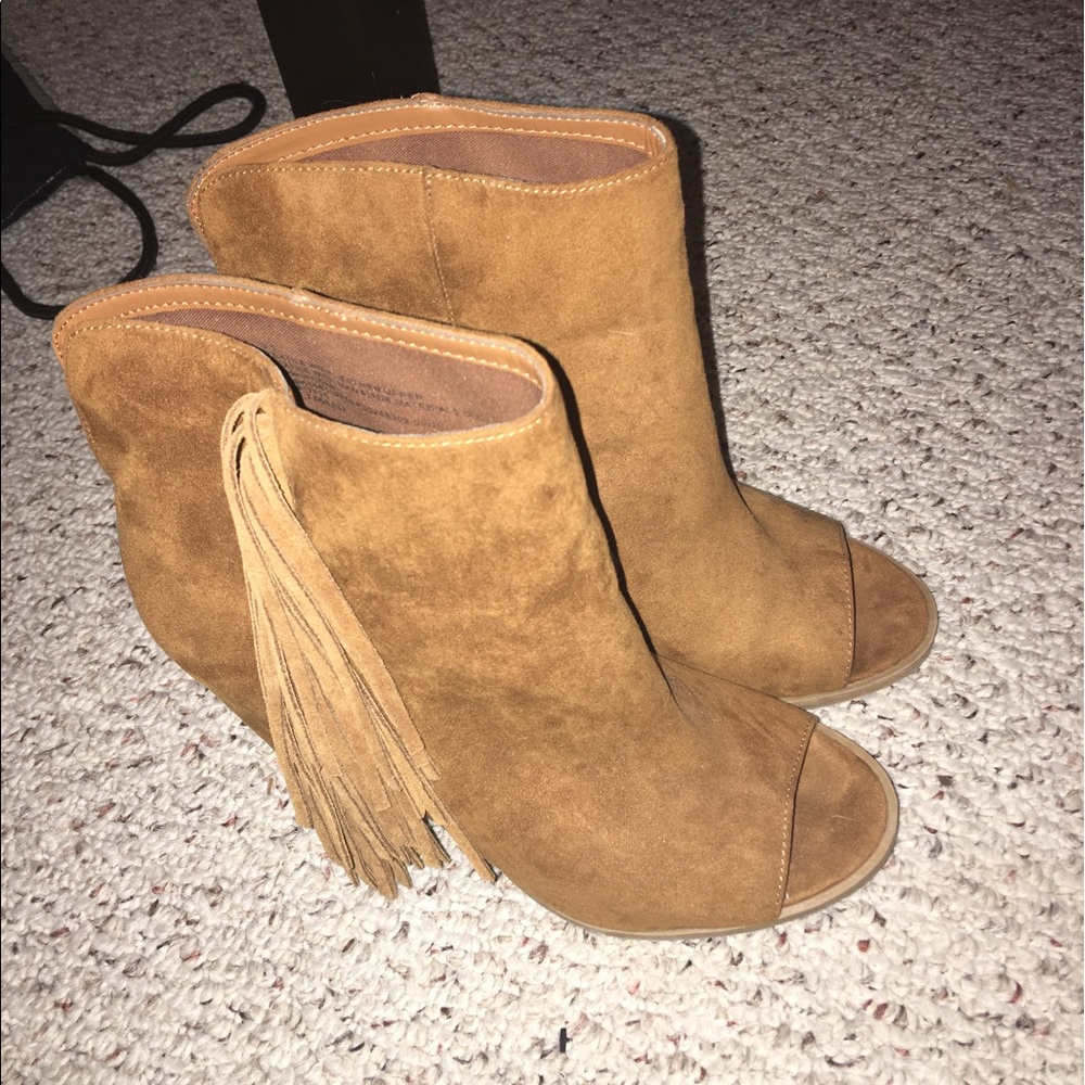 Brown suede booties