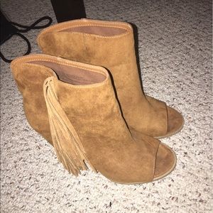 Brown suede booties