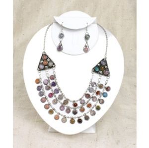 Agate Gemstone Necklace & Earring Set