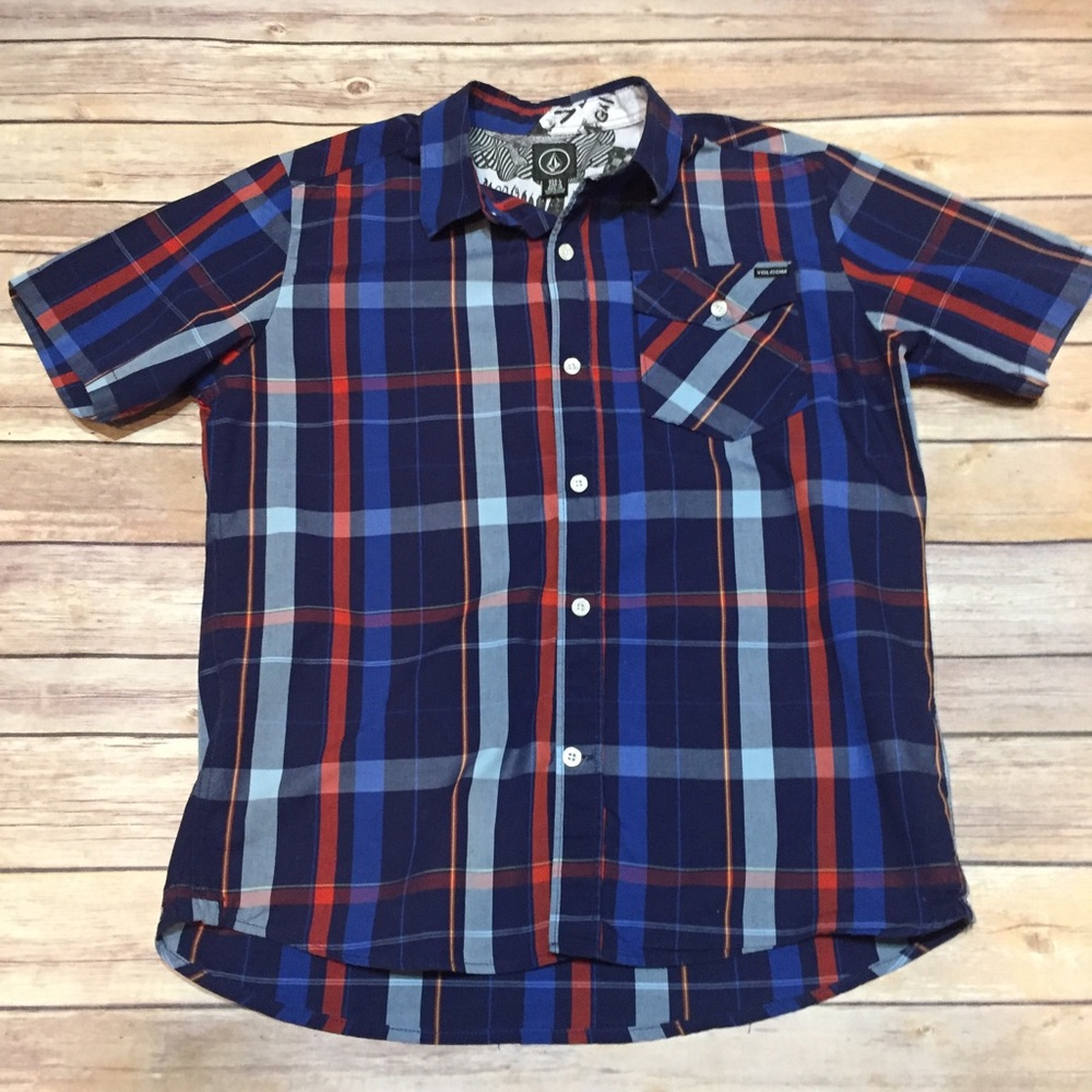 Volcom Boys "Samuel" Plaid Shirt Size Large 14-16