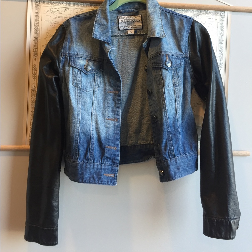 Crop Denim/Leather Jacket