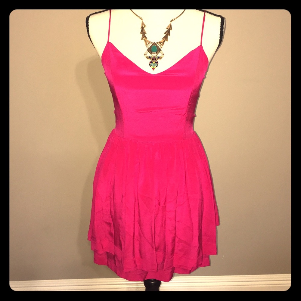 Greylin Hot Pink Silk Dress