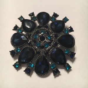 Blue and turquoise substantial brooch