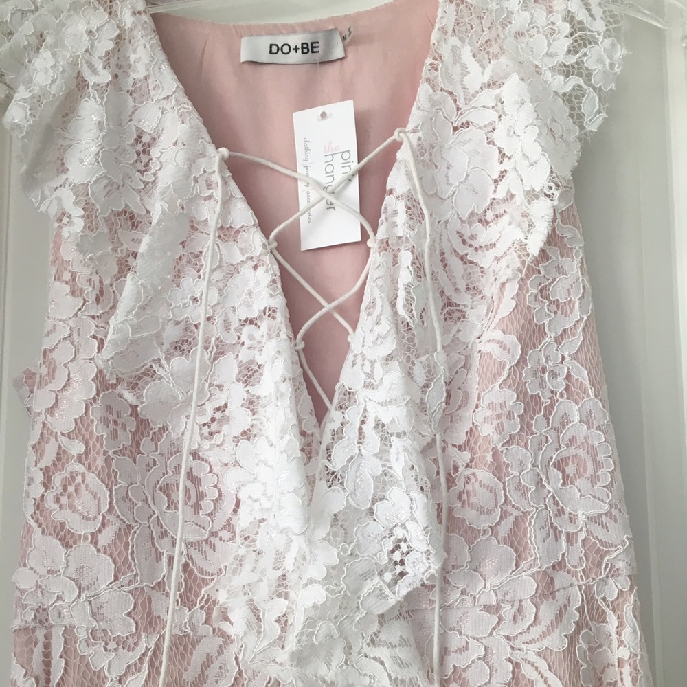 White lace hi-low dress