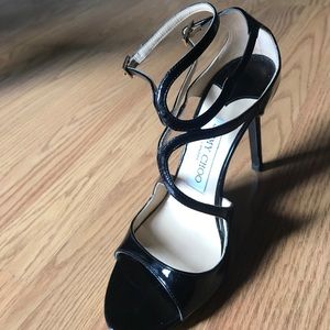 Jimmy Choo Ivette Black Patent Leather Heels