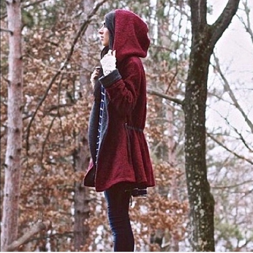 Red Satellite Image Swing Coat