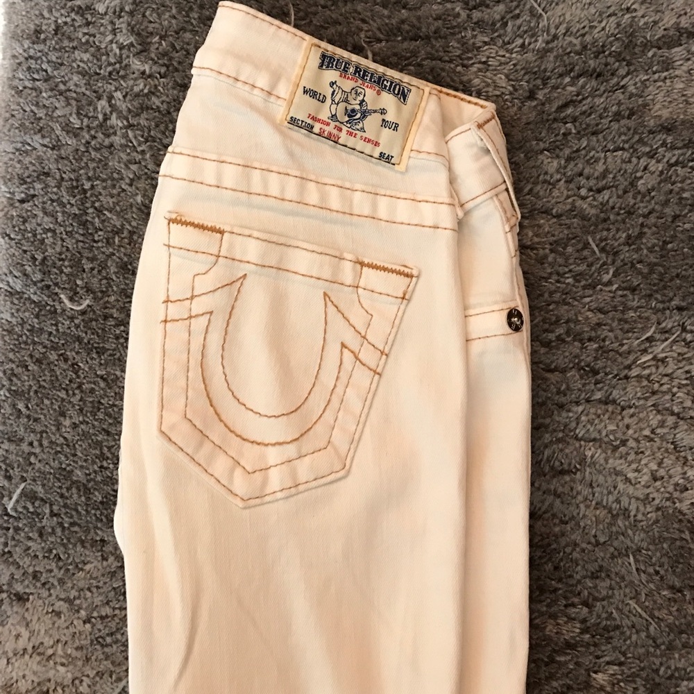 True Religion White Straight Cut Denim