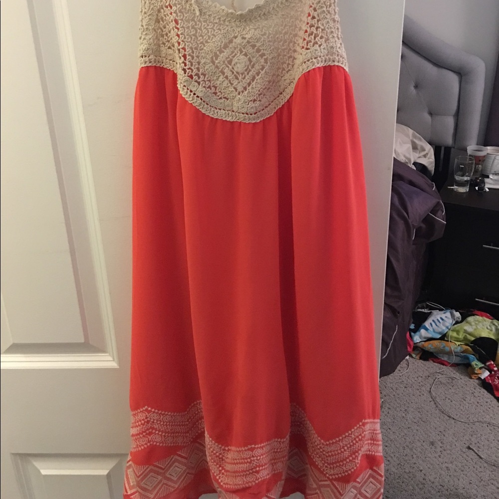 Coral halter dress