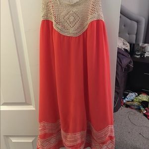 Coral halter dress