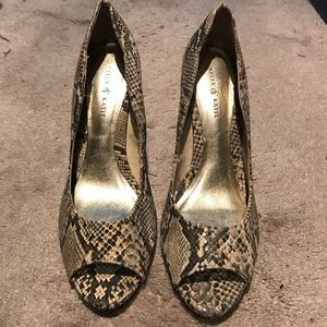 Faux snake skin heels