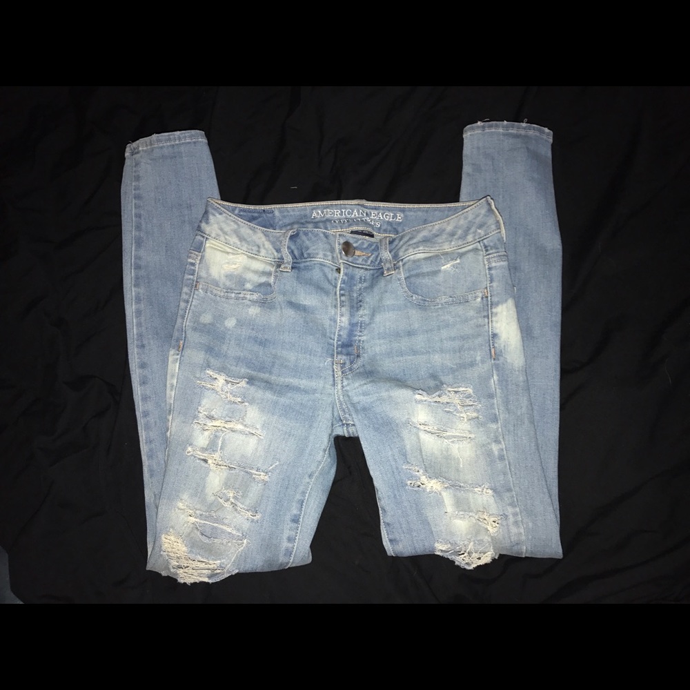 American Eagle high-waisted ripped jeans