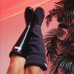 Black hunters w gray purple long socks size 35/36