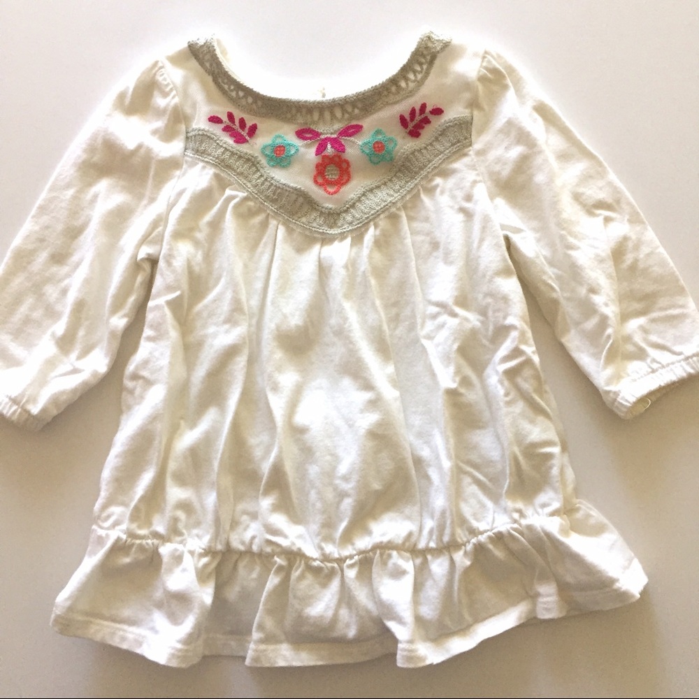 White embroidered long sleeve top