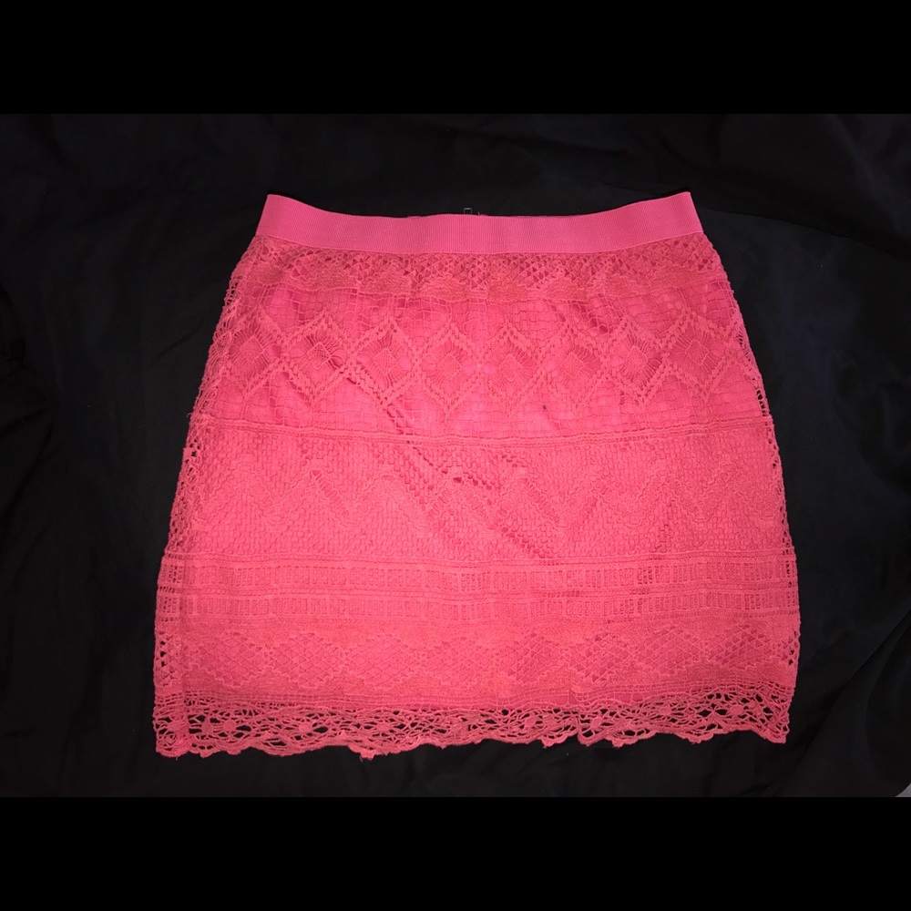 Pink lace skirt