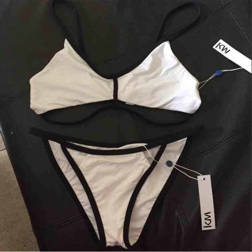 Black and White Caged Bralette Bikini NEW - Picture 1 of 5