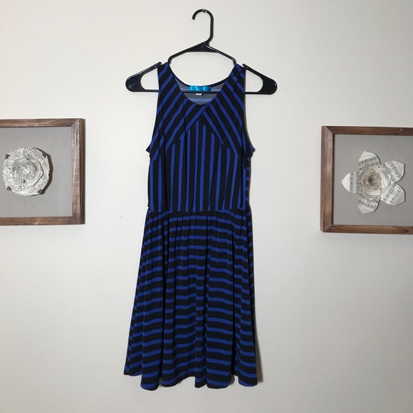 Blue and Black Stripe Dress - Picture 1 of 3