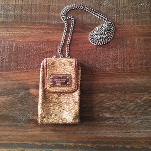 Nine West gold sequin wallet/phone carrier