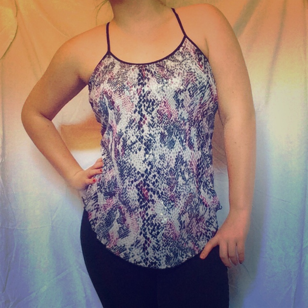 Multi Print / Sequin tank top