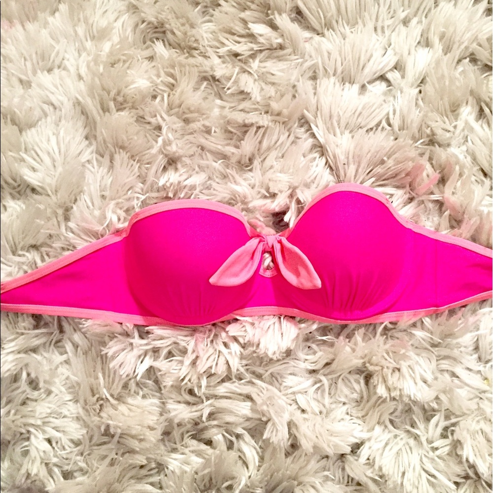 Pink strapless bikini top