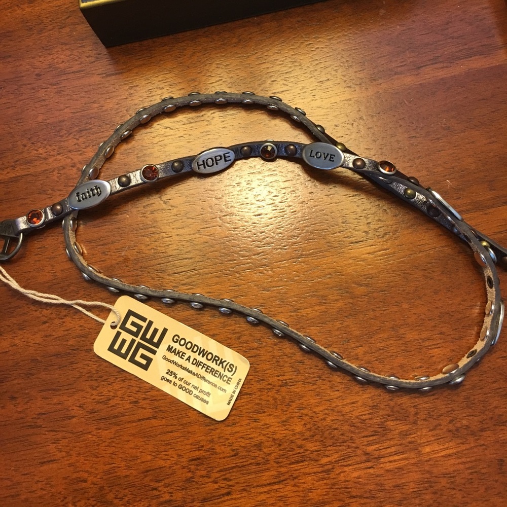 Leather inspirational wrap around bracelet
