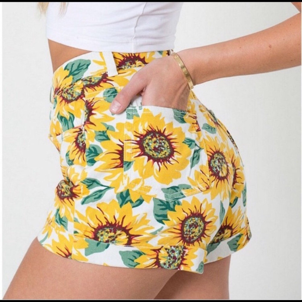American Apparel high waisted sunflower shorts